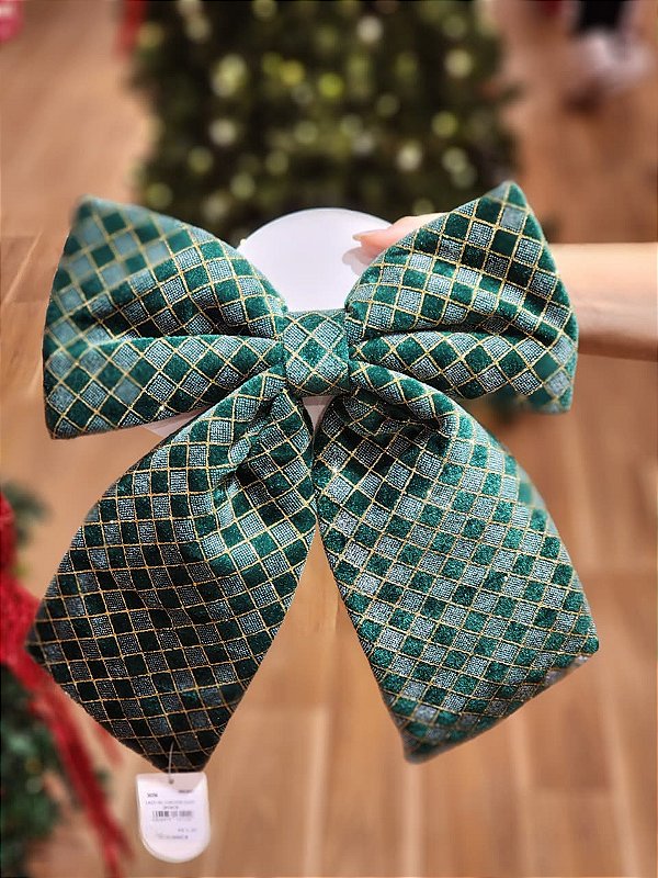 LAÇO CHECKER VERDE E DOURADO 28X34CM - PRÉ VENDA 2026