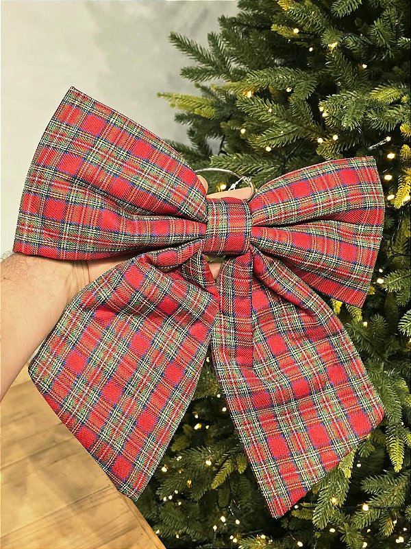 LAÇO XADREZ VERMELHO E VERDE 34CM