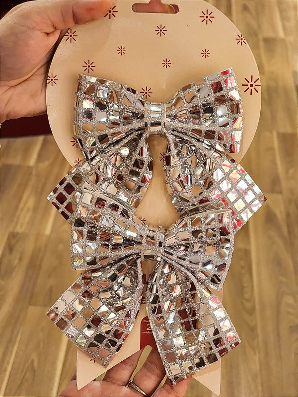 LAÇO ESPELHO PRATA 12X13CM COM 2 UNIDADES - PRÉ VENDA 2026