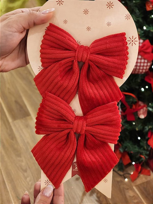 LAÇO CANELADO VERMELHO 12X13CM COM 2 UNIDADES - PRÉ VENDA 2026