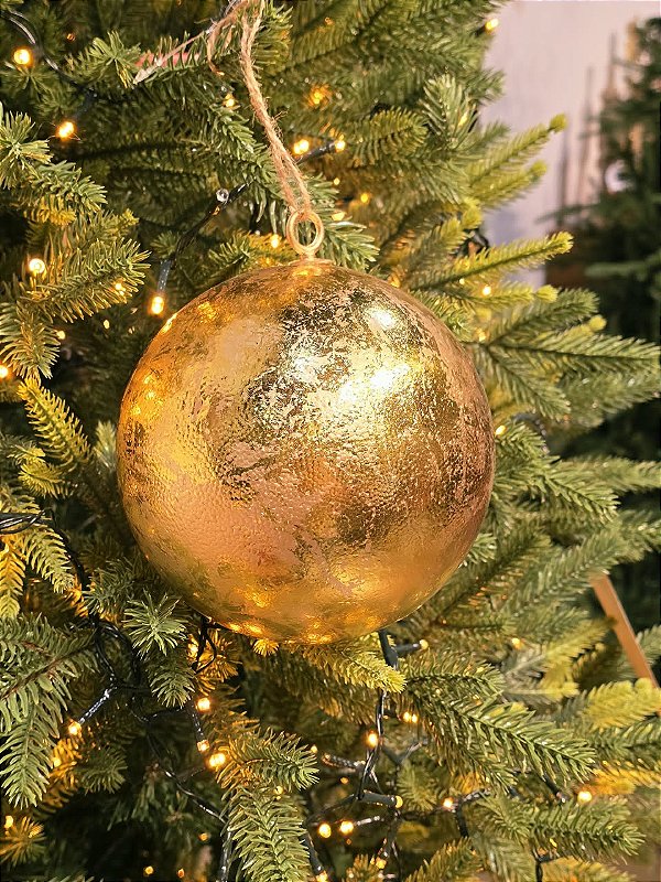 BOLA DECORADA CRAQUELADA DOURADA 15CM