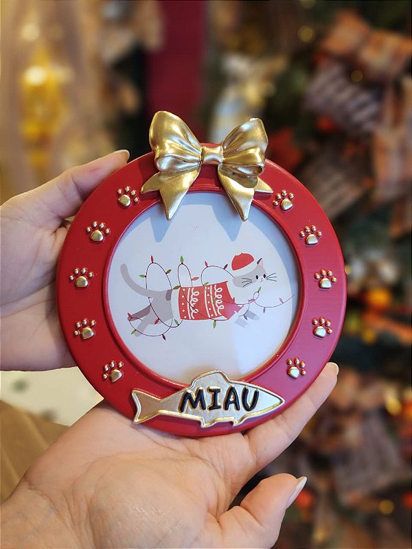 PORTA RETRATO PET MIAU EM RESINA 14X15CM - PRÉ VENDA 2026