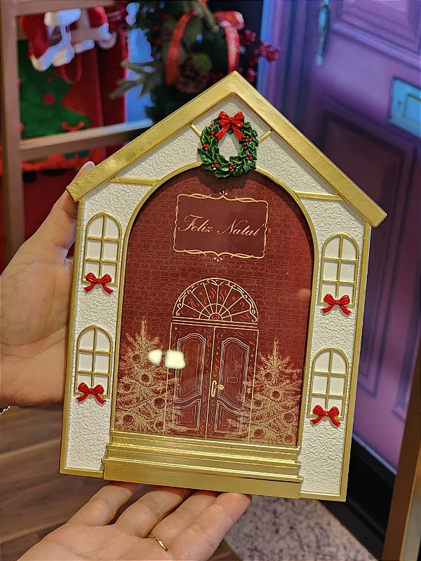 PORTA RETRATO CASA NATALINA EM RESINA 16X21,5CM - PRÉ VENDA 2026