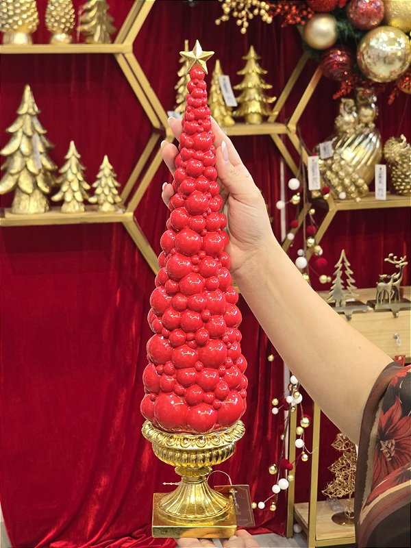 ÁRVORE COM BOLAS VERMELHA EM RESINA 45CM - PRÉ VENDA 2026