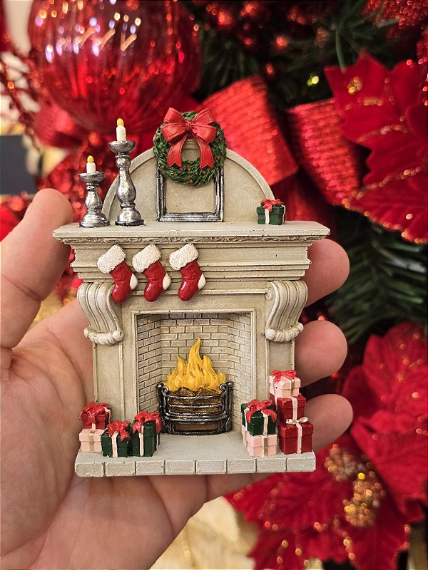 MINI LAREIRA NATALINA EM RESINA 11,4CM - PRÉ VENDA 2026
