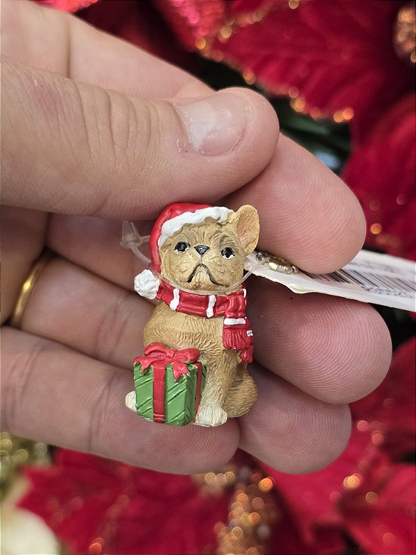 MINI CACHORRINHO NATALINO EM RESINA 3,7CM - PRÉ VENDA 2026