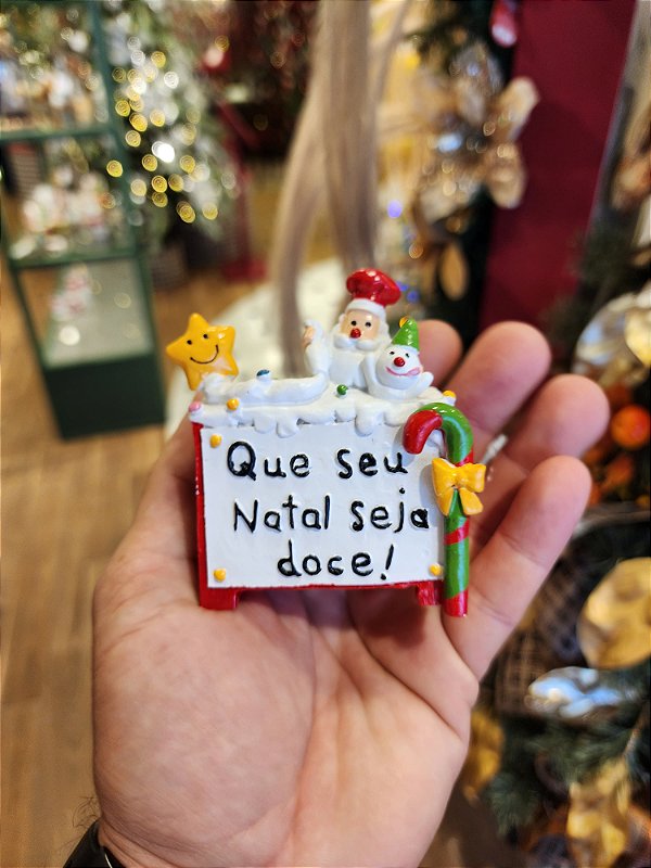 MINI PLACA NATAL DOCE EM RESINA 9CM - PRÉ VENDA 2026