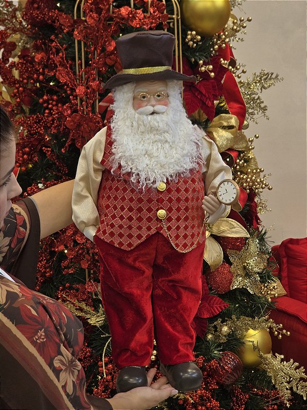 PAPAI NOEL COM CARTOLA E RELÓGIO 60CM - PRÉ VENDA 2026