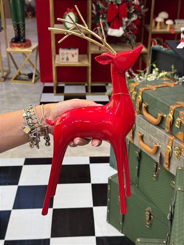 RENA EM PÉ VERMELHA 37CM - PRÉ VENDA 2026