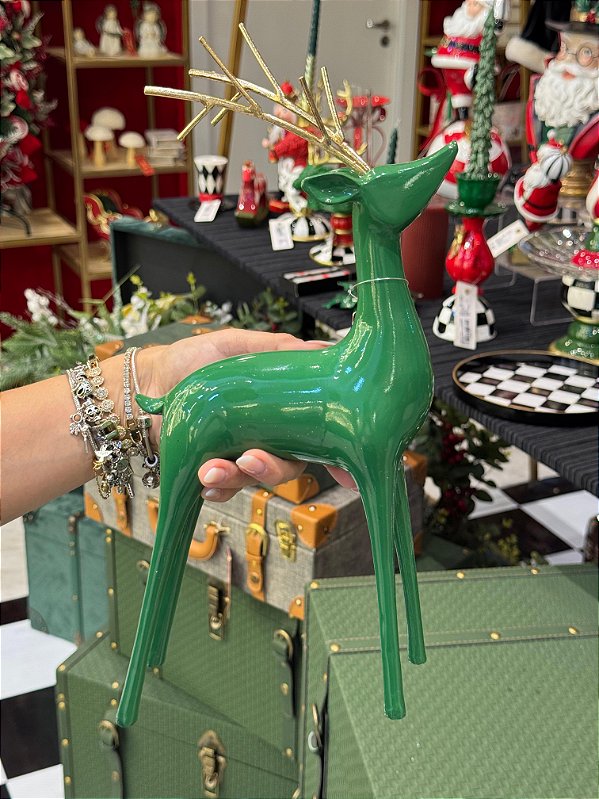 RENA EM PÉ VERDE 37CM - PRÉ VENDA 2026