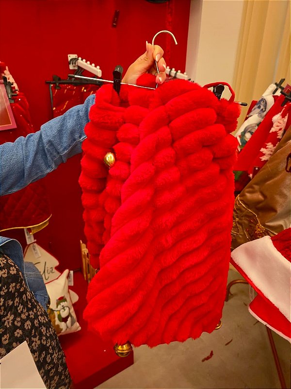 SAIA TECIDO PARA ÁRVORE DE NATAL VELUDO VERMELHA COM GUIZOS 1,20CM - PRÉ VENDA 2026