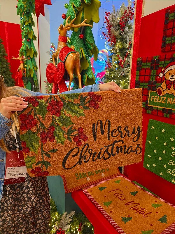 CAPACHO DE FIBRA MERRY CHRISTMAS 60X40CM - PRÉ VENDA 2026