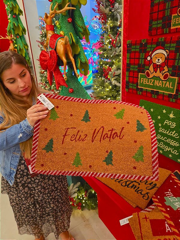 CAPACHO DE FIBRA FELIZ NATAL 60X40CM - PRÉ VENDA 2026