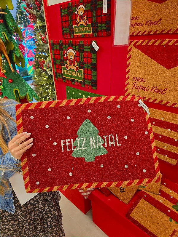 CAPACHO DE FIBRA CARTA FELIZ NATAL 55X25CM - PRÉ VENDA 2026