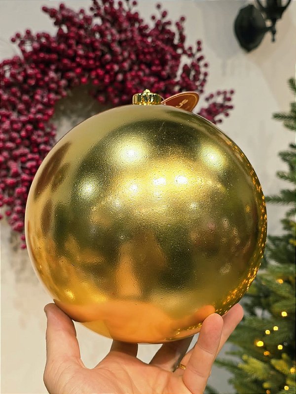 BOLA TRADICIONAL DOURADA BRILHANTE 20CM