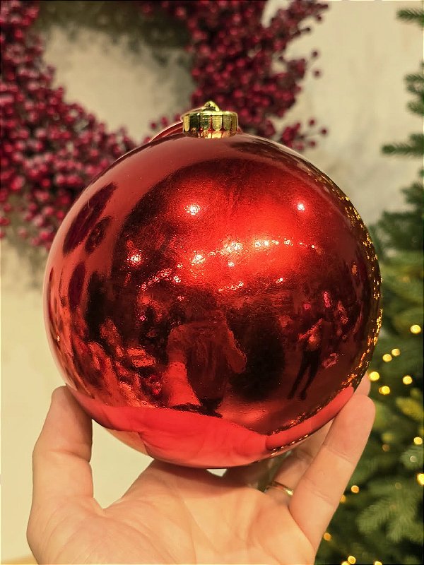 BOLA TRADICIONAL VERMELHA BRILHANTE 15CM