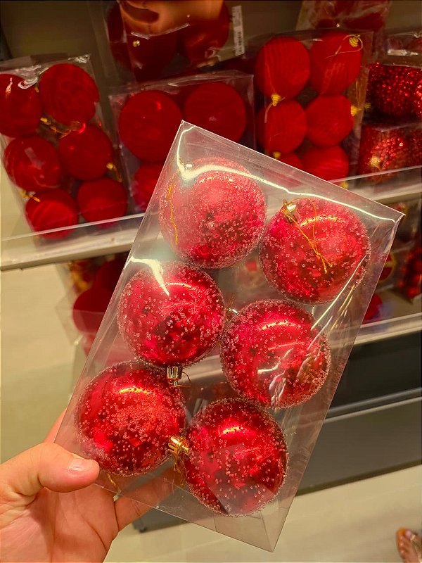 BOLA VERMELHA AÇUCARADA 8CM COM 6 UNIDADES - PRÉ VENDA 2026