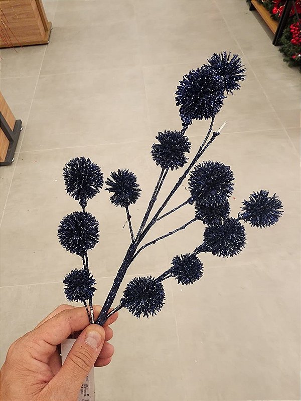 GALHO DENTE DE LEÃO AZUL COM GLITTER 52CM - PRÉ VENDA 2026