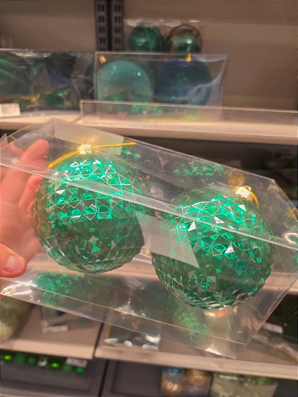 BOLA VERDE LOSANGO 12CM COM 2 UNIDADES - PRÉ VENDA 2026