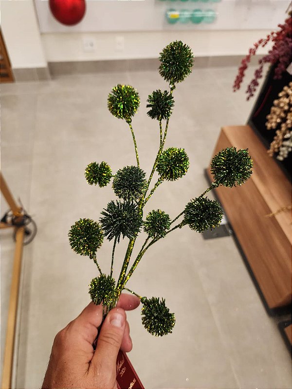 GALHO VERDE DENTE DE LEÃO COM GLITTER 76CM - PRÉ VENDA 2026