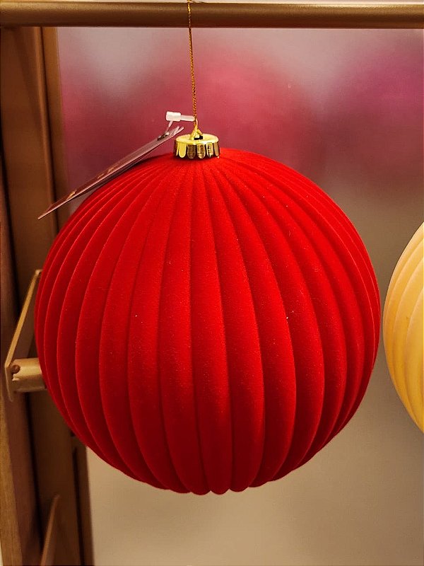 BOLA VERMELHA VELUDO FLOCADA GOMO 20CM - PRÉ VENDA 2026