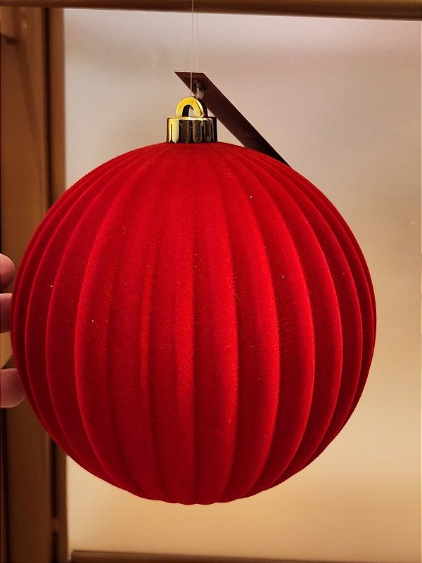 BOLA VERMELHA VELUDO FLOCADA GOMO 15CM - PRÉ VENDA 2026