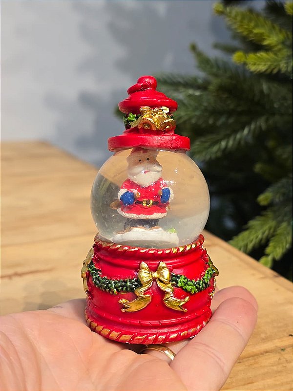 GLOBO DE NEVE VERMELHO COM PAPAI NOEL