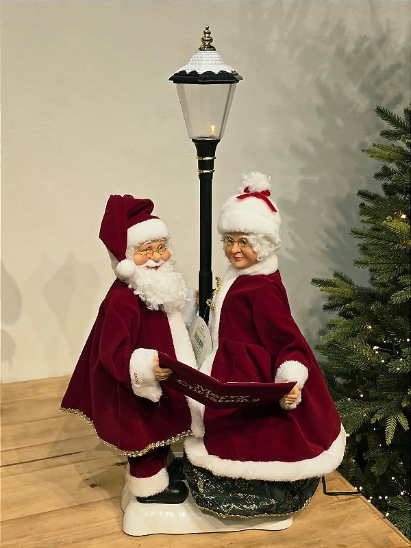PAPAI NOEL E MAMÃE NOEL MUSICAL COM LED 48CM