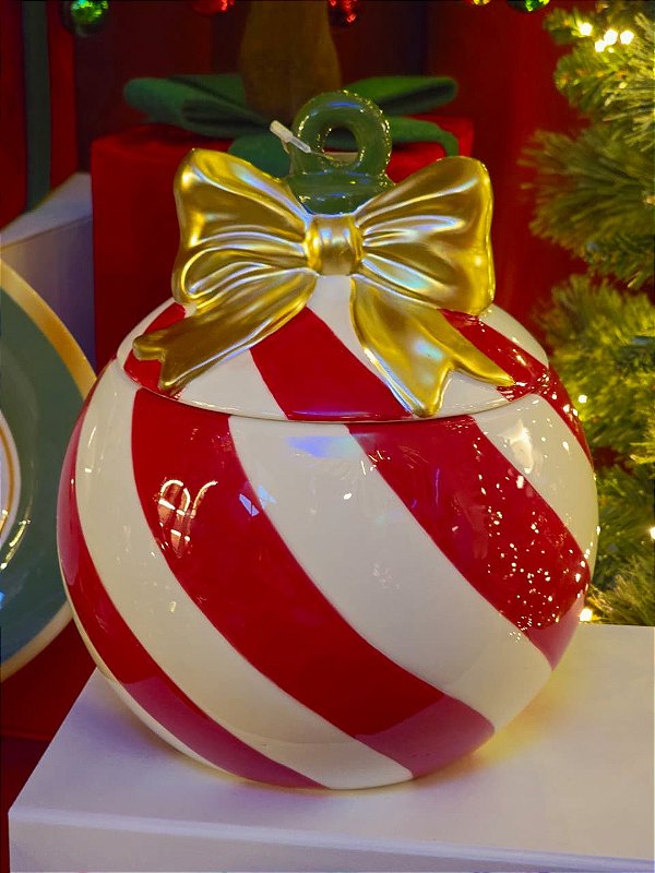 POTE COM TAMPA BOLA COM LISTRAS E LAÇO 22CM - PRÉ VENDA 2026