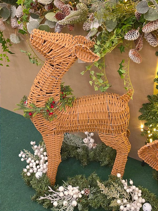 RENA EM PÉ COM GUIRLANDA 80X46X16CM - PRÉ VENDA 2026