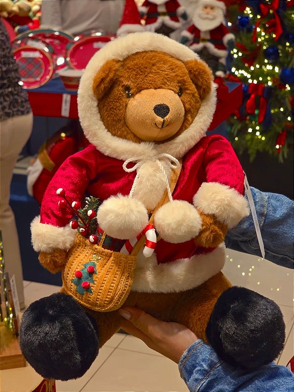 URSO SENTADO VERMELHO 33CM - PRÉ VENDA 2026