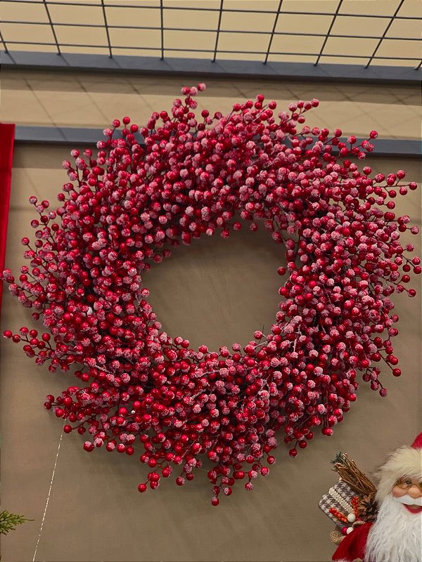 GUIRLANDA COM BERRYS FLOCADO 75CM - PRÉ VENDA 2026