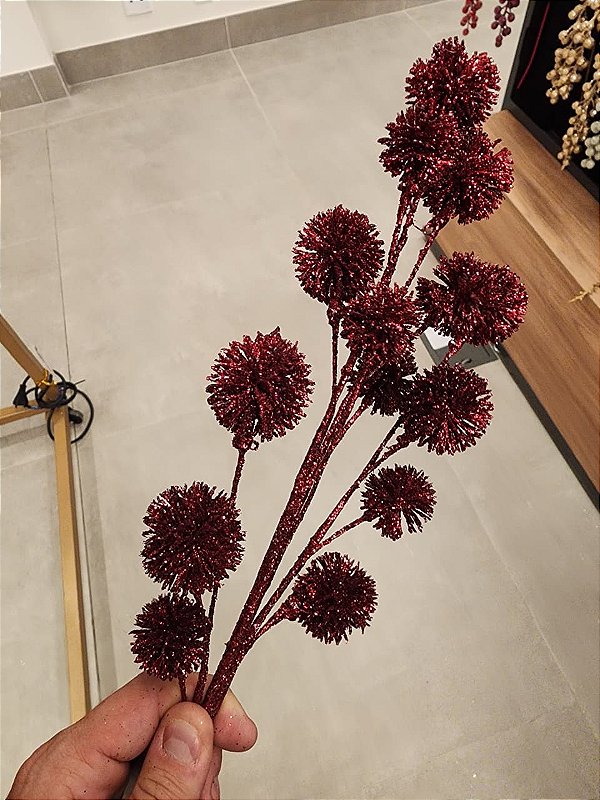 GALHO DENTE DE LEÃO VERMELHO COM GLITTER 52CM - PRÉ VENDA 2026