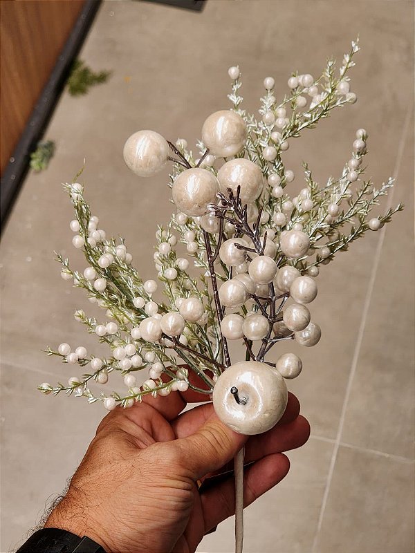 GALHO DECORATIVO BERRY PEROLADO 35CM - PRÉ VENDA 2026