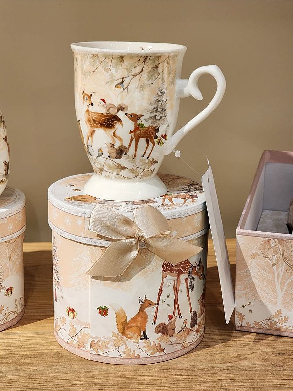 CANECA DECORADA RENAS 300ML COM CAIXA DE PRESENTE - PRÉ VENDA 2026