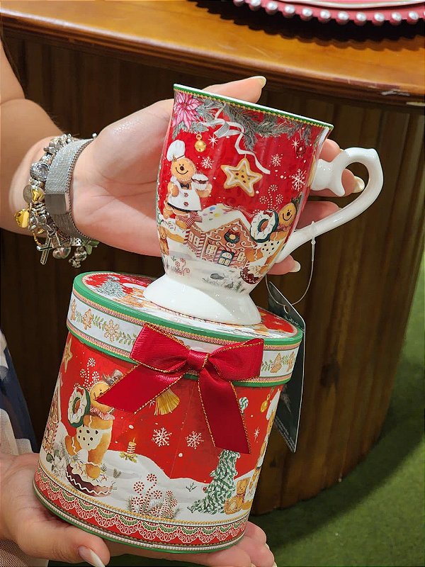 CANECA DECORADA GINGERBREAD 300 ML COM CAIXA DE PRESENTE - PRÉ VENDA 2026