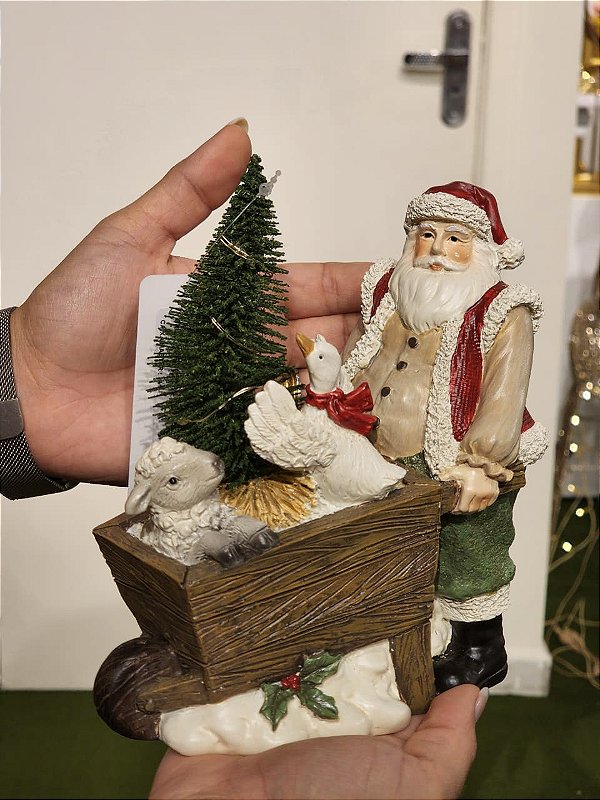 PAPAI NOEL FAZENDEIRO COM CARINHO DE MÃO 19CM - PRÉ VENDA 2026
