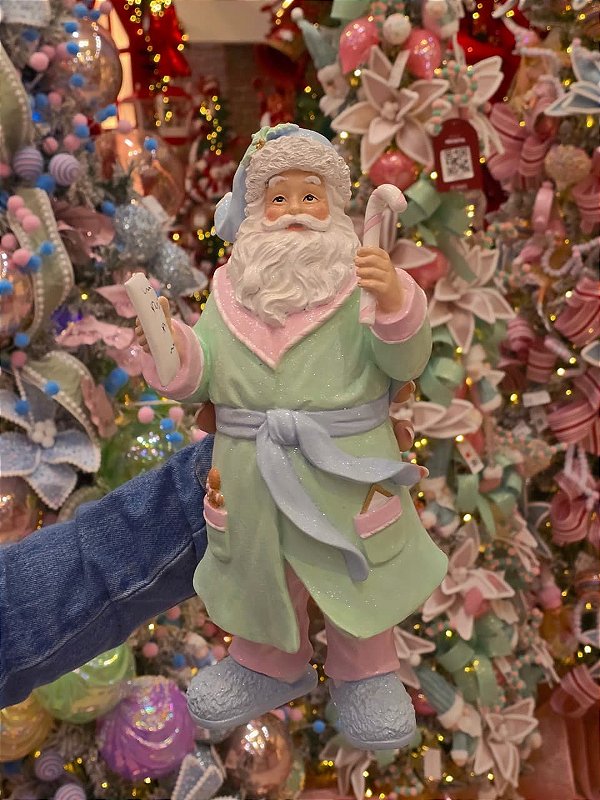 PAPAI NOEL DE PIJAMA EM RESINA CANDY 34,5CM - PRÉ VENDA 2026