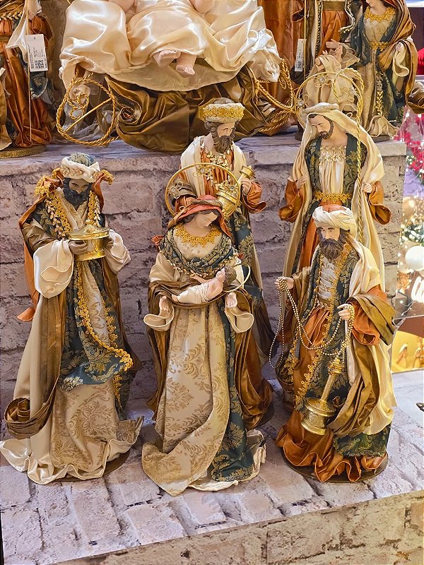 PRESÉPIO DE LUXO LINHA SACRA TERRACOTA E VERDE 62,2CM 6 PEÇAS - PRÉ VENDA 2026