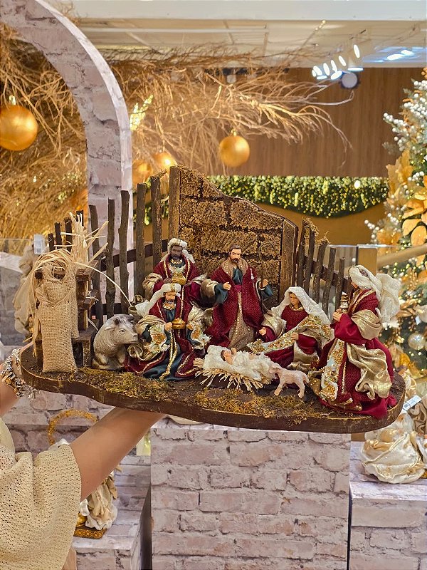 PRESÉPIO DE LUXO LINHA SACRA VERMELHO E VERDE - PRÉ VENDA 2026