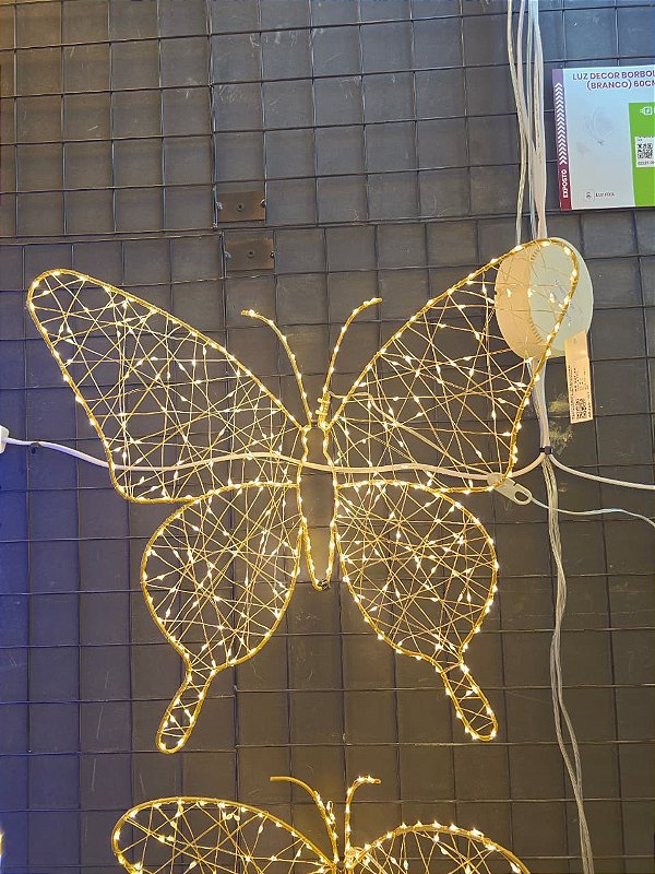 BORBOLETA ARAMADA FIO DE FADA WARM COM STROBO 40CM BIVOLT - PRÉ VENDA 2026