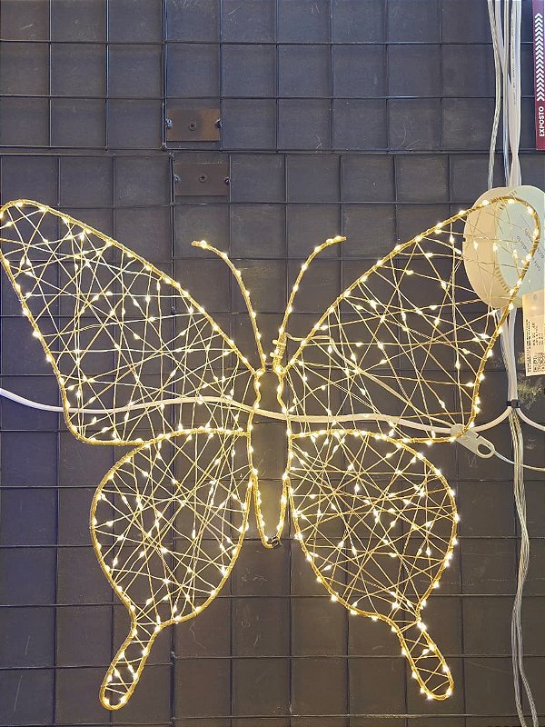 BORBOLETA ARAMADA FIO DE FADA WARM COM STROBO 50CM BIVOLT - PRÉ VENDA 2026