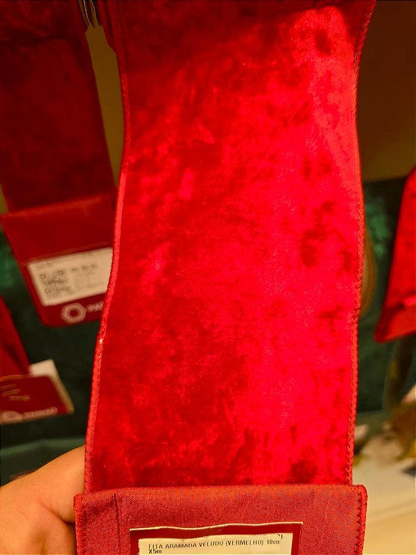 FITA ARAMADA VELUDO VERMELHO 10CM - PRÉ VENDA 2026