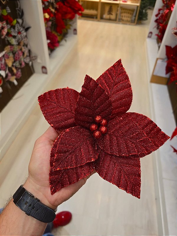 FLOR POINSTEIA VELUDO VERMELHA TRADICIONAL 25CM - PRÉ VENDA 2026