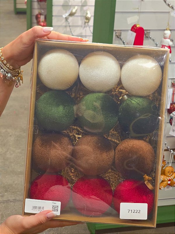 KIT BOLAS VELUDO COLOR 8CM COM 12 UNIDADES - PRÉ VENDA 2026