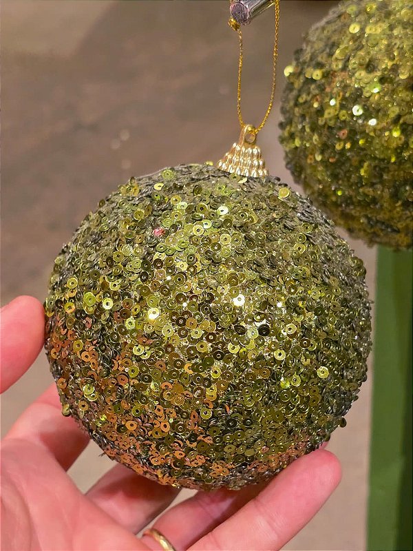 BOLA TRABALHADA VERDE 10CM COM 3 UNIDADES - PRÉ VENDA 2026