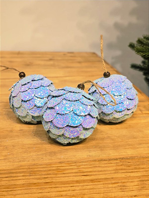 BOLA PINHA FURTA-COR 8CM COM 3 UNIDADES