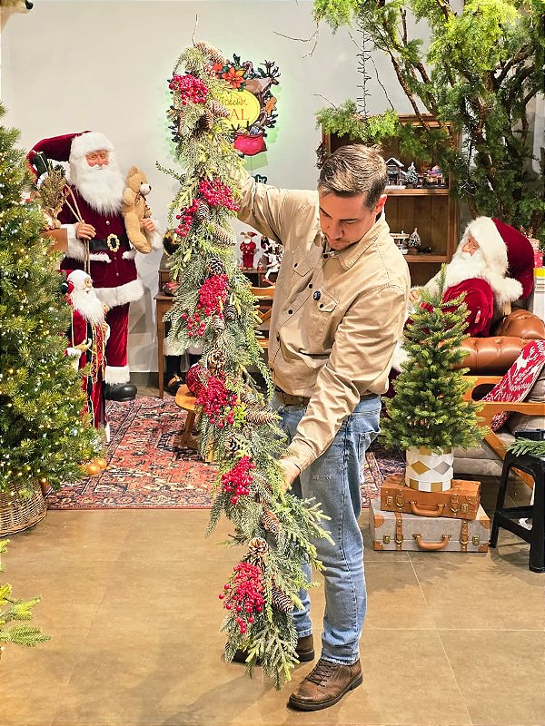 FESTÃO DECORADO COM GALHOS REALISTA COM BERRY 2 METROS