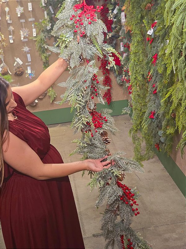 FESTÃO DECORADO COM GALHOS REALISTA COM BERRY 2 METROS - PRÉ VENDA 2026