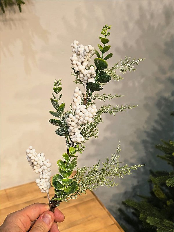 GALHO DECORATIVO EUCALIPTO NEVADO 60CM